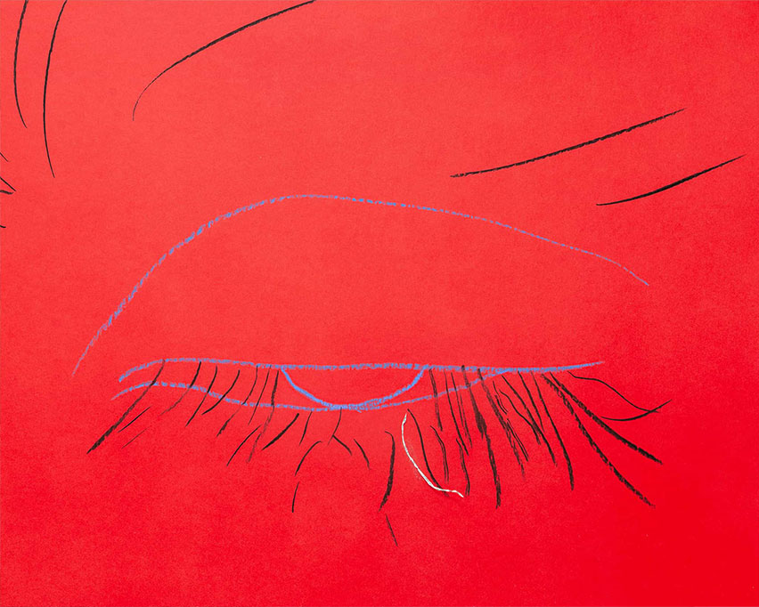 13. Vue d’exposition « Our Labor, Our Passion, Our Love »; Moritz Krauth, Auntie Mechtild’s Red
    Threat (Some Thoughts She Told me) part 2, détail, 2023, dessin (pastel à l’huile) sur carton,
    101x81 cm (chacun), CALM – Centre d’Art La Meute, Lausanne, Suisse, 2024 / Photo: Théo
    Dufloo / Courtoisie de l’artiste et CALM – Centre d’Art La Meute.