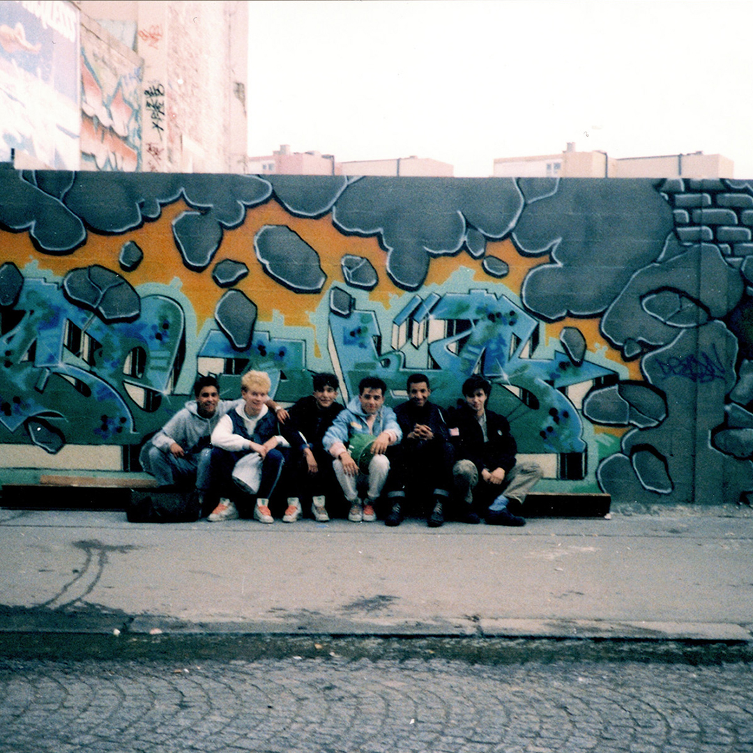 2. (left to right) David, Just One, Loose, Sena and two Parisians from 93, 1986, Paris,
                        photo: Koze.
            