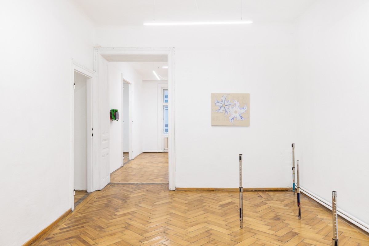 Vue d'exposition « Above, Below, Between », (g. à d.), Lukas Kaufmann, Giovanna Belossi, David Attwood, CALM – Centre d’Art La Meute invité par UA26, Vienne, Autriche, 2026 / Photo ©kunst-dokumentation.com / Manuel Carreon Lopez / Courtoisie des artistes et Season 4 Episode 6, Londres / Curaté par Oriane Emery & Jean-Rodolphe Petter.