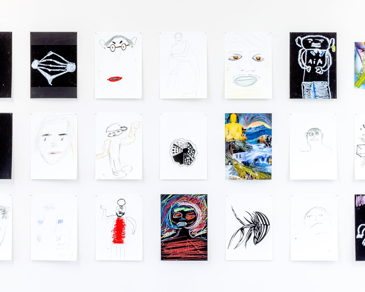 Reproduction des travaux visuels réalisés par les personnes détenues durant les 13 ateliers effectués à la Prison du Bois-Mermet entre janvier et mai 2025, détail, photo : Théo Dufloo.