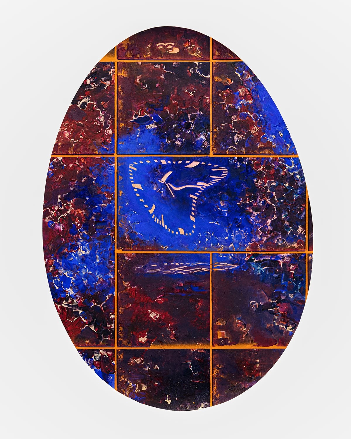 Niels Trannois, <em>Menace, Version Cue</em>, huile et mines de graphite sur porcelaine gravée au laser, 40 x 30 cm, 2024, photo : Théo Dufloo.