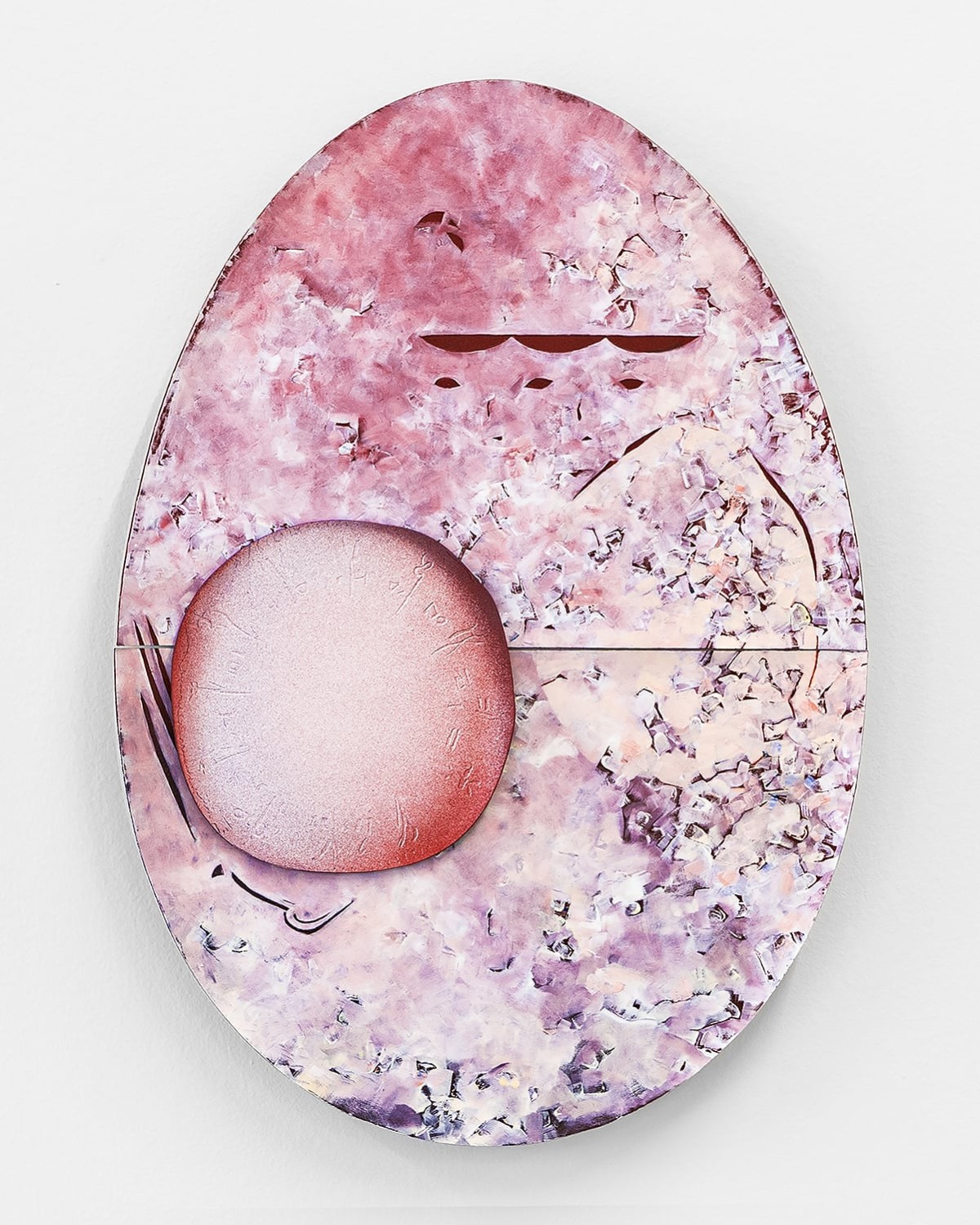 Niels Trannois, <em>Lacunaires, les stances</em>, huile sur porcelaine gravée au laser sur MDF, 51 x 36 cm, 2025, photo : Théo Dufloo.